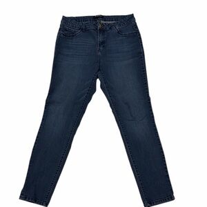 D. Jeans Blue Straight Leg Denim Stretch Mid Rise Faux Front Pockets Size 12
